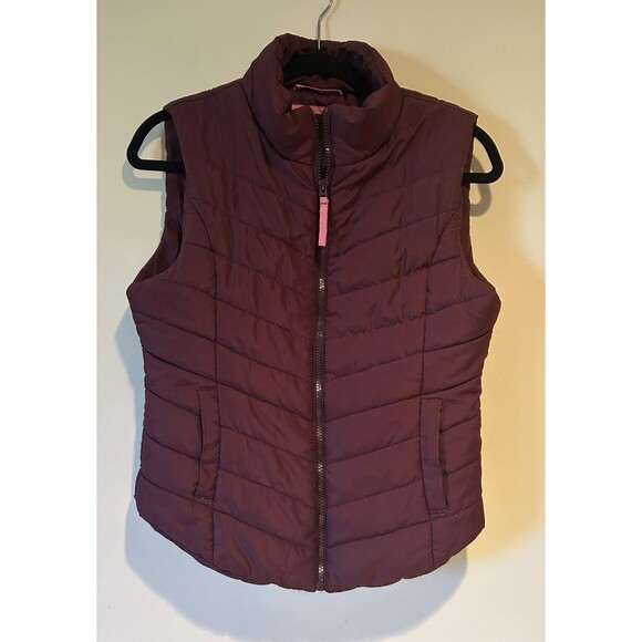 Aeropostale Women's Burgundy Puffer Full Zip  Vest Size Medium - EUC - Picture 1 of 5